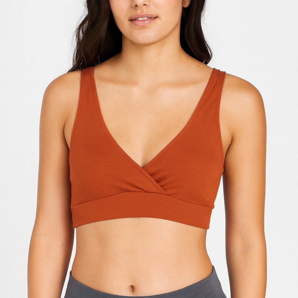 SHEIN Women's Brown Wrap Front Bra Crop Top Size L